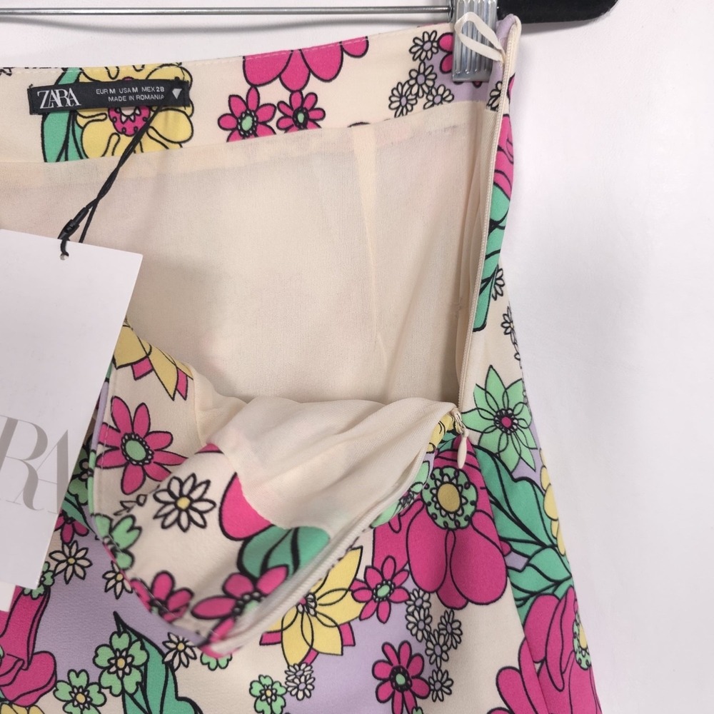 ZARA New Floral Mini Skirt MEDIUM Multicolor Stretch Women’s 8342/008 ROMANIA - Picture 10 of 16